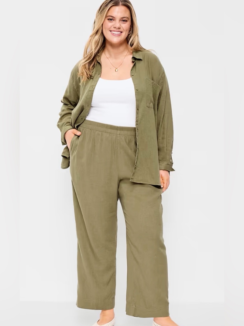 Old Navy Olive Green khaki High-Rise Wide Leg Pants XL